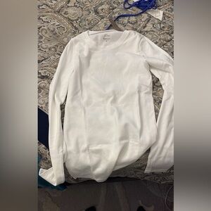 J. Crew White Crewneck Long Sleeve Top